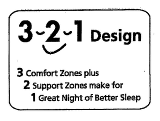 3-2-1 DESIGN 3 COMFORT ZONES PLUS 2 SUPPORT ZONES MAKE FOR 1 GREAT NIGHT OF BETTER SLEEP logo