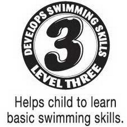 3 LEVEL THREE DEVELOPS SWIMMING SKILLS HELPS CHILD TO LEARN BASIC SWIMMING SKILLS. logo