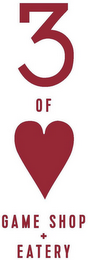 3 OF HEARTS GAME SHOP + EATERY logo