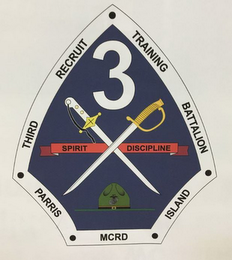 3 THIRD RECRUIT TRAINING BATTALION PARRIS MCRD ISLAND SPIRIT DISCIPLINE logo