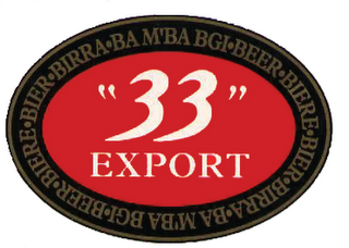 "33" EXPORT BA M'BA BGI·BEER·BIERE·BIER·BIRRA·BA M'BA BGI·BEER·BIERE·BIER·BIRRA· logo