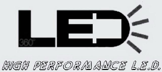360° LED HIGH PERFORMANCE L.E.D. logo