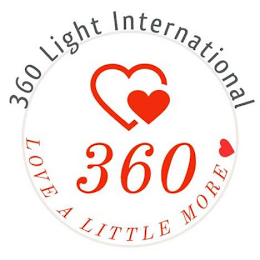 360 LIGHT INTERNATIONAL. LOVE A LITTLE MORE logo