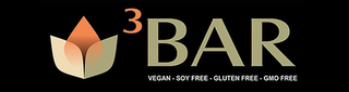 3BAR VEGAN - SOY FREE - GLUTEN FREE - GMO FREE logo