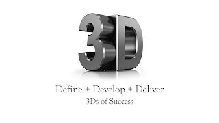 3D DEFINE + DEVELOP + DELIVER 3DS OF SUCCESS logo