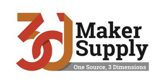 3D MAKER SUPPLY ONE SOURCE, 3 DIMENSIONS logo