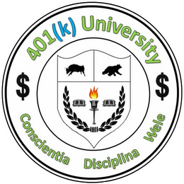 401(K) UNIVERSITY CONSCIENTIA DISCIPLINA WELE logo
