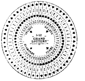 5-52 GRAND LOTTERY SPADES HEARTS DIAMOND CLUBS logo