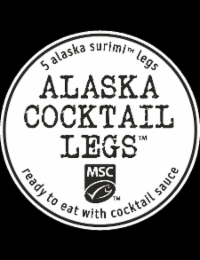 5 ALASKA SURIMI LEGS ALASKA COCKTAIL LEGS MSC READY TO EAT WITH COCKTAIL SAUCE logo