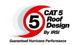5 CAT 5 ROOF DESIGN BY IRSI GUARANTEED HURRICANE PERFORMANCE logo