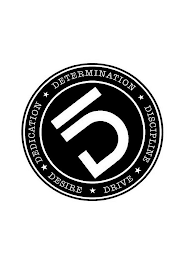 5 DETERMINATION DISCIPLINE DRIVE DESIRE DEDICATION logo