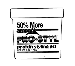 50% MORE AMPRO PRO STYL PROTEIN STYLING GEL NET WT. 6 OZ (170G) logo