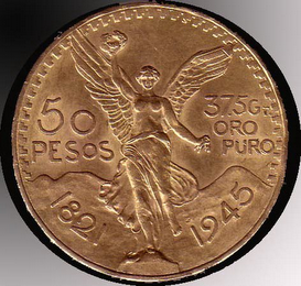 50 PESOS 375G-ORO PURO 1821 1945 logo