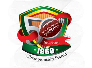 50TH ANNIVERSARY 1960 CHAMPIONSHIP SEASON WORLD CHAMPIONS 1960 EAGLES 17 PACKERS 13 logo