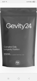 5:57 GEVITY24 COMPLETE DAILY LONGEVITY NUTRITION 30-DAY SUPPLY 16G (0.52OZ) DIETARY SUPPLEMENT NET WI 16G (5.3OZ) FDA ESTIMATE O 5G 17 logo