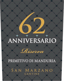 62 ANNIVERSARIO RISERVA PRIMITIVO DI MANDURIA SAN MARZANO CANTINE logo
