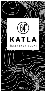 64 DEGREE KATLA ISLENSKUR VODKI 0.5L 40% VOL 1400 1051 1230 logo