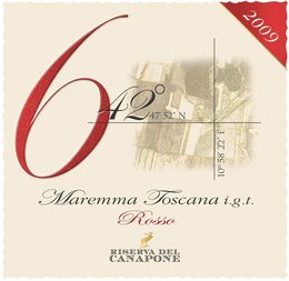 642° 47' 52" N 10° 58' 22" E MAREMMA TOSCANA I.G.T. ROSSO RISERVA DEL CANAPONE 2009 logo