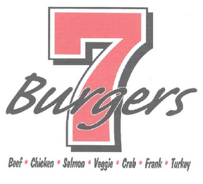 7 BURGERS BEEF CHICKEN SALMON VEGGIE CRAB FRANK TURKEY logo