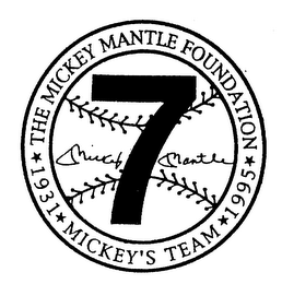 7 THE MICKEY MANTLE FOUNDATION 1931 MICKEY'S TEAM 1995 logo