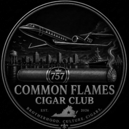 757 NORFOLK 757 COMMON FLAMES CIGAR CLUB EST. 2026 BROTHERHOOD. CULTURE. CIGARS. logo
