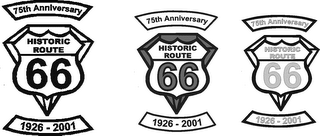 75TH ANNIVERSARY HISTORIC ROUTE 66 1926-2001 logo