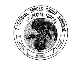 7TH SPECIAL FORCES GROUP AIRBORNE 1ST SPECIAL FORCES 7 ANYTHING ANYTIME ANYPLACE logo