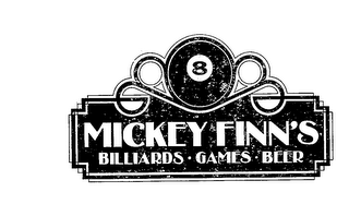 8 MICKEY FINN'S BILLIARDS-GAMES-BEER D DESIGN logo