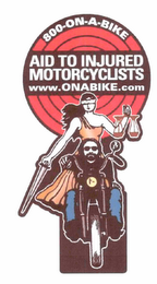 800-ON-A-BIKE AID TO INJURED MOTORCYCLISTS WWW.ONABIKE.COM logo