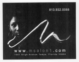 813.932.0088 M WWW.MSALON1.COM 1501 SLIGH AVENUE TAMPA, FLORIDA 33604 logo