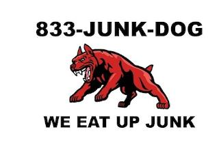 833-JUNK-DOG WE EAT UP JUNK logo