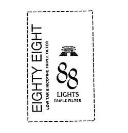 88 LIGHTS TRIPLE FILTER EIGHTY EIGHT LOW TAR & NICOTINE TRIPLE FILTER logo