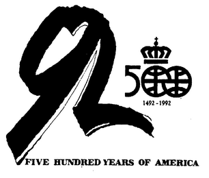 92 500 1492-1992 FIVE HUNDRED YEARS OF AMERICA logo