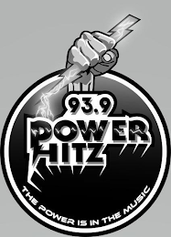 93.9 POWER HITZ THE POWER IS IN THE MUSIC logo