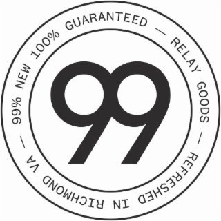 99  ‒ RELAY GOODS  ‒ REFRESHED IN RICHMOND VA ‒ 99% NEW 100% GUARANTEED logo