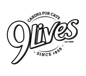 9LIVES CARING FOR CATS - SINCE 1959 - CAT FOOD logo