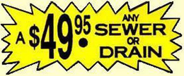 A $49.95 ANY SEWER OR DRAIN logo