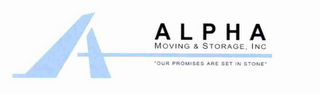 A A L P H A MOVING & STORAGE, INC "OUR PROMISES ARE SET IN STONE" logo