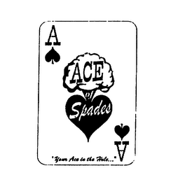 A ACE OF SPADES "YOUR ACE IN THE HOLE..." logo
