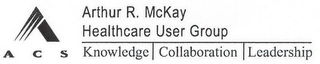 A ACS ARTHUR R. MCKAY HEALTHCARE USER GROUP KNOWLEDGE COLLABORATION LEADERSHIP logo