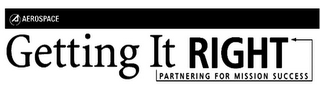 A AEROSPACE GETTING IT RIGHT PARTNERING FOR MISSION SUCCESS logo