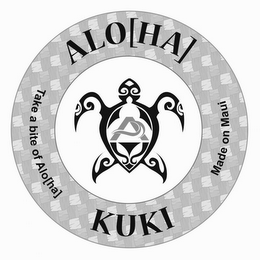 A ALO[HA] MADE ON MAUI KUKI TAKE A BITEOF ALO[HA] logo