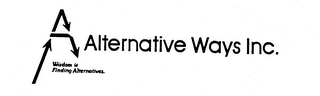 A ALTERNATIVE WAYS INC. WISDOM IS FINDING ALTERNATIVES. logo