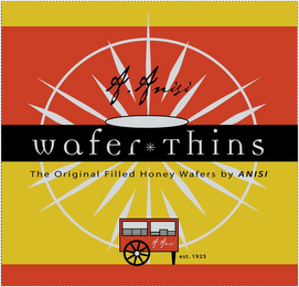 A. ANISI WAFER * THINS THE ORIGINAL FILLED HONEY WAFERS BY ANISI EST. 1925 A. ANISI logo