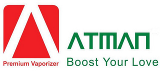 A ATMAN PREMIUM VAPORIZER BOOST YOUR LOVE logo