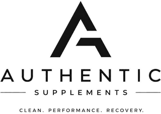 A AUTHENTIC SUPPLEMENTS CLEAN. PERFORMANCE. RECOVERY. logo