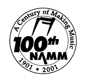 A CENTURY OF MAKING MUSIC 100TH NAMM 1901 2001 logo