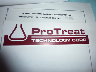 A COPY, SPECIMEN, FACIMILE, COUNTERPART OR REPRODUCTION OF TRADEMARK REG. NO. 192896 PROTREAT TECHNOLOGY CORP logo