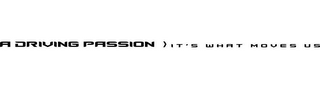 A DRIVING PASSION IT'S WHAT MOVES US logo