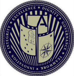 A EXCELLENCE DIGNITY GOVERNANCE TEAMWORK INNOVATION INTEGRITY logo